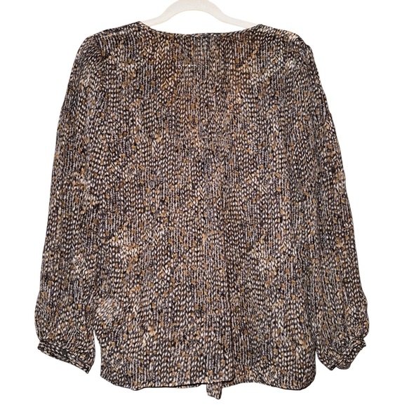 JOIE Brown Gold Dot Tassel Tribal Flowy Light Top Shirt 100% Silk Size Small - Picture 9 of 15